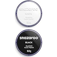 Snazaroo Classic Face Paint, 18ml, Black & Snazaroo Classic Face Paint, 18ml, White