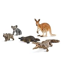Schleich Wild Life Realistic Australian Animal Toy Set - 5-Piece Outback Animals Playset with Crocodile, Kangaroo, Koala, Platypus, and Wombat, Farm Zoo Play for Boys and Girls, Gift for Kids Age 3+