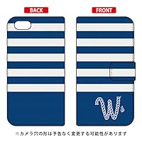 Notebook Type Smartphone Case Marine Border Navy x White Initial W Design by Artwork/for iPhone SE/5s/docomo