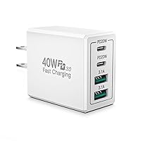 USB C Wall Charger Block, 40W 4-Port USB C Fast Charger Dual Port PD Power Adapter + QC Wall Plug Multiport Brick Type C Fast Charging Block for iPhone 15/14 Pro Max/13 Pro/12/11, XS/X, Samsung Cube