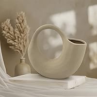 Rustic Ceramic Vase, Antique Farmhouse and Vintage Pottery, Decorative Boho Vase for Mantel Living Room and Shelf Decoration