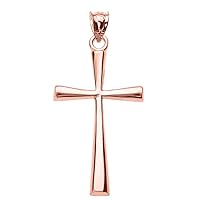 Religious Jewelry by FDJ 10K Yellow, Rose or White Gold Simple Classic Flared Cross Pendant - Choice of Metal