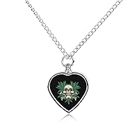 Skull Cannabis Weed Urn Necklace for Ashes Personalized Pet Cremation Jewelry Heart Urn Pendant for Men Women