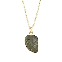 Guntaas Gems Raw Moldavite irregular Gemstone Pendant Brass Gold Plated Adjustable Necklaces Energy Jewelry Gift
