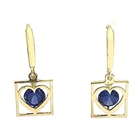 AAA Tanzanite 1.12 Cts Heart Huggie 14K Gold Dangling Earrings