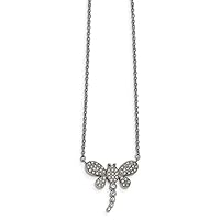 Stainless Steel Fancy Lobster Closure Polished With Preciosa Crystal Dragonfly W/2 Inch Ext Necklace 16 Inch Jewelry Gifts for Women