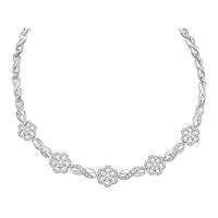 14kt White Gold Womens Round Diamond Infinity Flower Cluster Necklace 2 Cttw