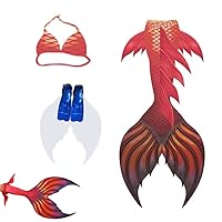 Custom Size Professional Mermaid Tail with Dorsal fin,Double Flippers for Swimming,Performances,Photographfor Women, Teen and Adults Customizable Large Professional Dive Tail (RED)（Red）