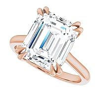 Moissanite Engagement Ring Set 4 Ct Moissanite Solitaire Promise Gifts for Her Emerald Cut Moissanite Hidden Halo Wedding Rings