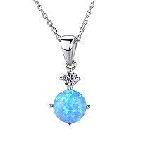 Bellitia Jewelry 925 Sterling Silver Necklaces for Women White Opal Necklace Pendant Simulated Opal Jewellery for Women Birthday Valentines Mothers Day Gifts