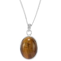 Silvesto India Brown Tiger Eye- 925 Sterling Silver- Jaipur Rajasthan India Brown Bridal Jewelry- Handmade Jewelry Manufacturer Bail Pendant