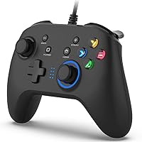 Wired Gaming Controller, Joystick Gamepad with Dual-Vibration PC Game Controller Compatible with PS3, Switch, Windows 10/8/7 PC, Laptop, TV Box, Android Mobile Phones, 6.5 ft USB Cable