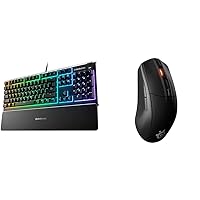 SteelSeries Apex 3 RGB Gaming Keyboard – 10-Zone RGB Illumination – IP32 Water Resistant – Premium M with Rival 3 Wireless Gaming Mouse
