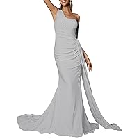 Sheath/Column Spandex One-Shoulder Sleeveless Sweep/Brush Train Bridesmaid Dresses 2023