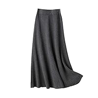 Women's 100% Cashmere Skirt Mid-Length Autumn Winter High Waist A- Line Skirt Korean Wool Thick Long Skirt