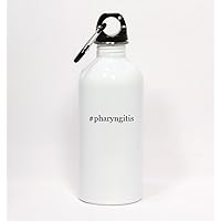 #pharyngitis - Hashtag White Water Bottle with Carabiner 20oz