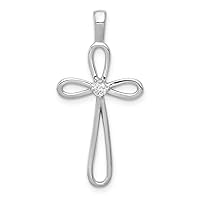 14k White Gold Diamond Religious Faith Cross Pendant Necklace Measures 30.5x15mm Wide Jewelry for Women