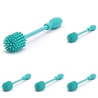 Chicco 9.5” Silicone Bottle Brush with Food-Grade Silicone Bristles | Dishwasher & Sterilizer Safe | Non-Slip, Comfort Grip Handle | Hangs for Drying & Storage | Teal (Pack of 5)