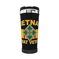 Vietnam 4th Infantry Div Combat Veteran Portable Insulated Tumblers Coffee Thermos Cup Stainless Steel With Lid Double Wall Insulation Travel Mug For Outdoor