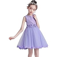 Flower Girls Sleeveless Lace Dress for Kids Wedding Bridesmaid Party Knee Length Dresses 2-16years