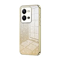 Protective Phone shell Compatible with VIVO V25 5G/V25E 4G Case,Clear Glitter Electroplating Hybrid Protective Phone Cover,Slim Transparent Anti-Scratch Shock Absorption TPU Bumper Case Compatible wit