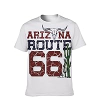 Unisex USA Novelty T-Shirt Casual-Classic Graphic Summer Short-Sleeve: Performance Comfort Soft 3D Hipster Slim Tee Route 66