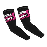 Her Fight Is My Fight Breast Cancer Awareness Arm Sleeves Adult Sun Protection Shooter Sleeves Arm Warmers Uv Protection Compression Sleeves For Mens Womens