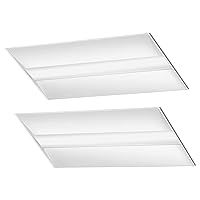 2x4 FT Led Center Basket Troffer with Emergency Battery, 3500K/4000k/5000K Adjustable Recessed Panel Light Fixture, 36W/42W/50W Select, 0-10v Dimmable Drop Ceiling Light, UL/DLC Listed- 2Pack