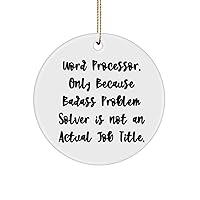 Unique Word Processor Gifts, Word Processor. Only Because Badass Problem Solver is not., Reusable Christmas Circle Ornament from Coworkers