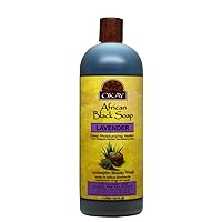 AFRICAN BLACK SOAP LIQUID WITH LAVENDER For Cleansing&Treating Skin Conditions Helps Achieve Beautiful,Healthier Looking Skin Sulfate,Silicone,Paraben Free For All Skin Types Made in USA 33oz