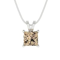 Clara Pucci 1.0 ct Princess Cut Designer Yellow Moissanite Solitaire Pendant Necklace With 16