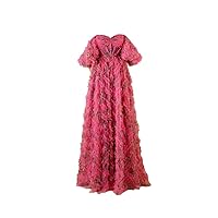 Evening Dress Print Fabric Ruffle Sweetheart Neckline Prom Dress for Womens 2024