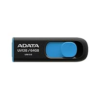ADATA UV128 64GB USB 3.0 Retractable Capless Flash Drive, Blue (AUV128-64G-RBE)