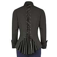 (XS, SM, MD, LG, XL, 24, 26, or 28) James – Black Gothic Steampunk Ruffle Corset Vintage Style Top Blouse