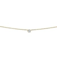 Kobelli White Diamond Bezel Necklace 1/6 Carat, 14k Yellow Gold, Adjustable 13 14 15 Inch