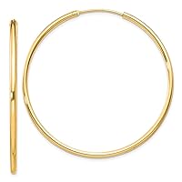 925 Sterling Silver Flash Gold Plated 2mm Endless Hoop Earrings Measures 50x50mm Wide 2mm Thick Jewelry for Women