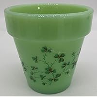 Flower Pot w/Shamrocks - Jade Jadeite Jadite Green Glass - Mosser USA