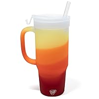 Silipint: Humbler 32oz - Marigold - Silicone Handled Tumbler w/Lid & Straw, Unbreakable Cup, Hot/Cold Drinks, Dishwasher-Microwave-Freezer-Oven Safe