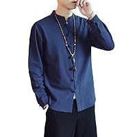Chinese Style Oversized Shirt Cotton Linen Coat Men Clothing Plus Size Tops Spring Long Sleeve Male