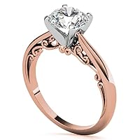 Vintage Moissanite Engagement Ring 1 Carat Round Brilliant Cut Diamond Ring Wedding Bridal Ring Set Antique Designer Handmade Jewelry Solitaire Minimalist Ring Promise Anniversary Ring for Women