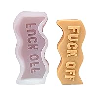 Wave Alphabet Letter Pillar Silicone Candle Molds, DIY Casting Epoxy Letter Molds for Clay Resin Pendant Plaster Carving Making Aromatherapy White Elephant Gifts (Fuck Off)