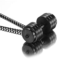 Stainless Steel Jewelry Men's Barbell Necklace Fashion Fitness Dumbbell Titanium Steel Pendant