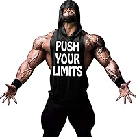 Men's Workout Hooded Tank Tops Bodybuilding Muscle Shirt Sleeveless Gym Training Hoodies