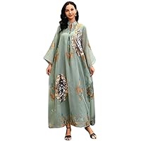 Abaya for Women Muslim Kaftan Floral Maxi Dresses Dubai Turkey Middle East Islam Caftan Ramadan Eid Party Robe