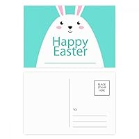 Happy Easter Festival Blue Bunny Pattern Postcard Set Birthday Mailing Thanks Greeting Card