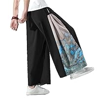 Style Men Clothing Summer Thin Ice Casual Wide Pants Loose Plus Oversized