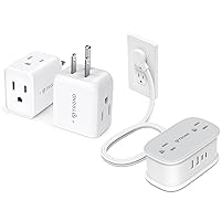 TROND Travel Power Strip with 4 Outlets 4 USB Charger & TROND Multi Plug Wall Outlet Extender - 2 Pack