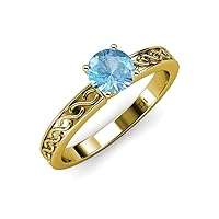 Blue Topaz 0.95 ct Infinity Women Solitaire Engagement Ring 14K Gold