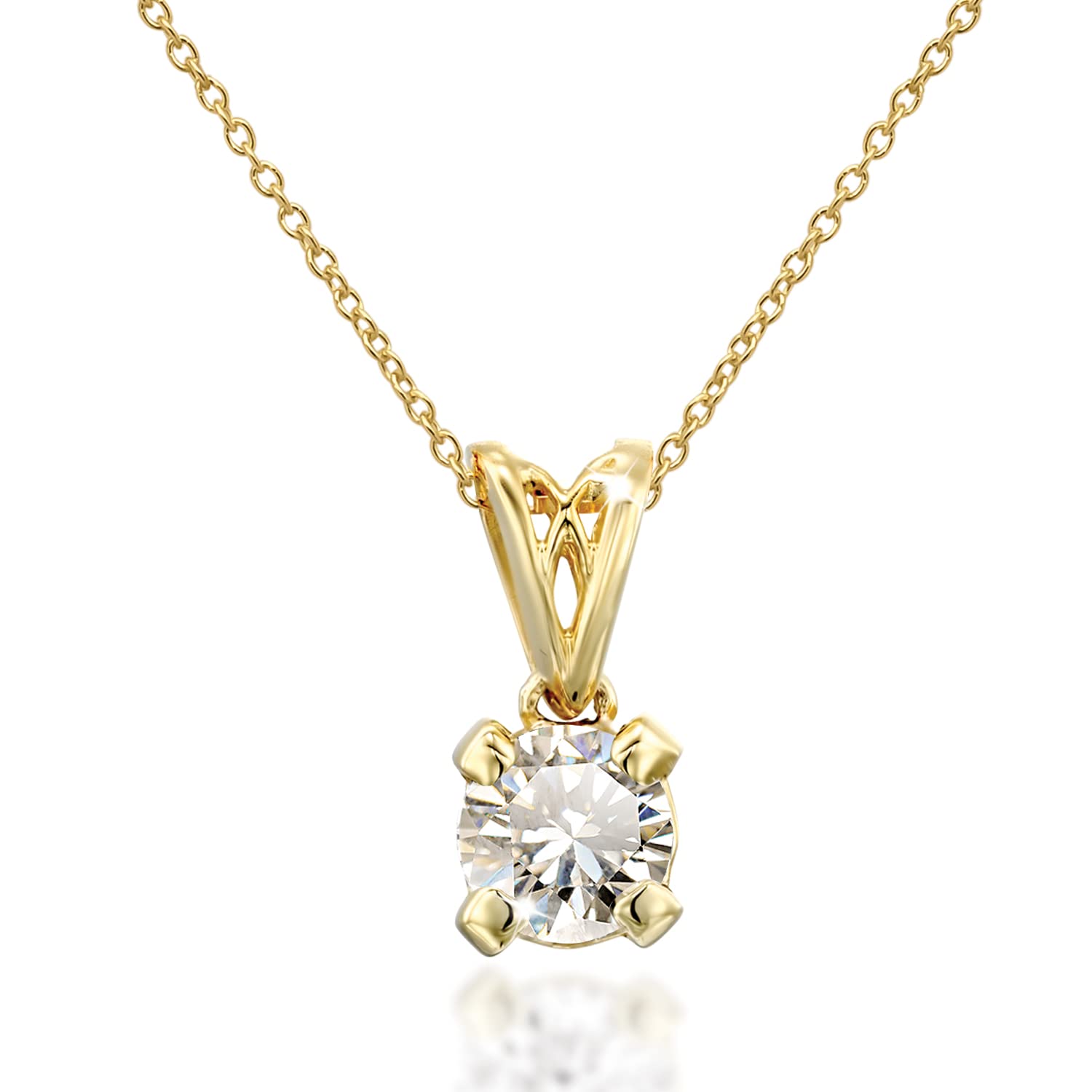 Diamond Pendant Necklace for Women 14k Yellow Gold Diamond Solitaire Pendant