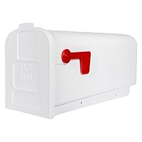 Architectural Mailboxes Parsons Plastic Post Mount Mailbox, Compatibility Code A, PL10W0AM, White, Medium Capacity